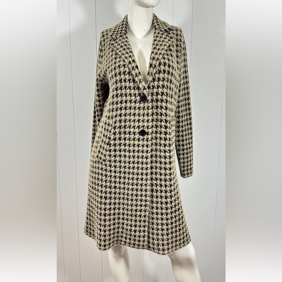 Max Studio Sweater Jacket Coat Knit Herringbone Houndstooth Longsleeve M - Picture 3 of 10